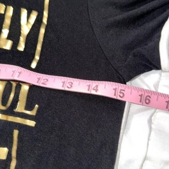 Perfectly Beautiful Imperfect Black & Gold Graphic Tee With White Piping Medium - Picture 9 of 10